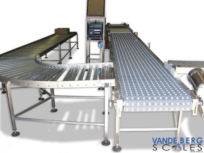 Roller conveyor accepts packages from a divert and permits package momentum to carry it to the end for rework, where it can be put back into the conveyor line.