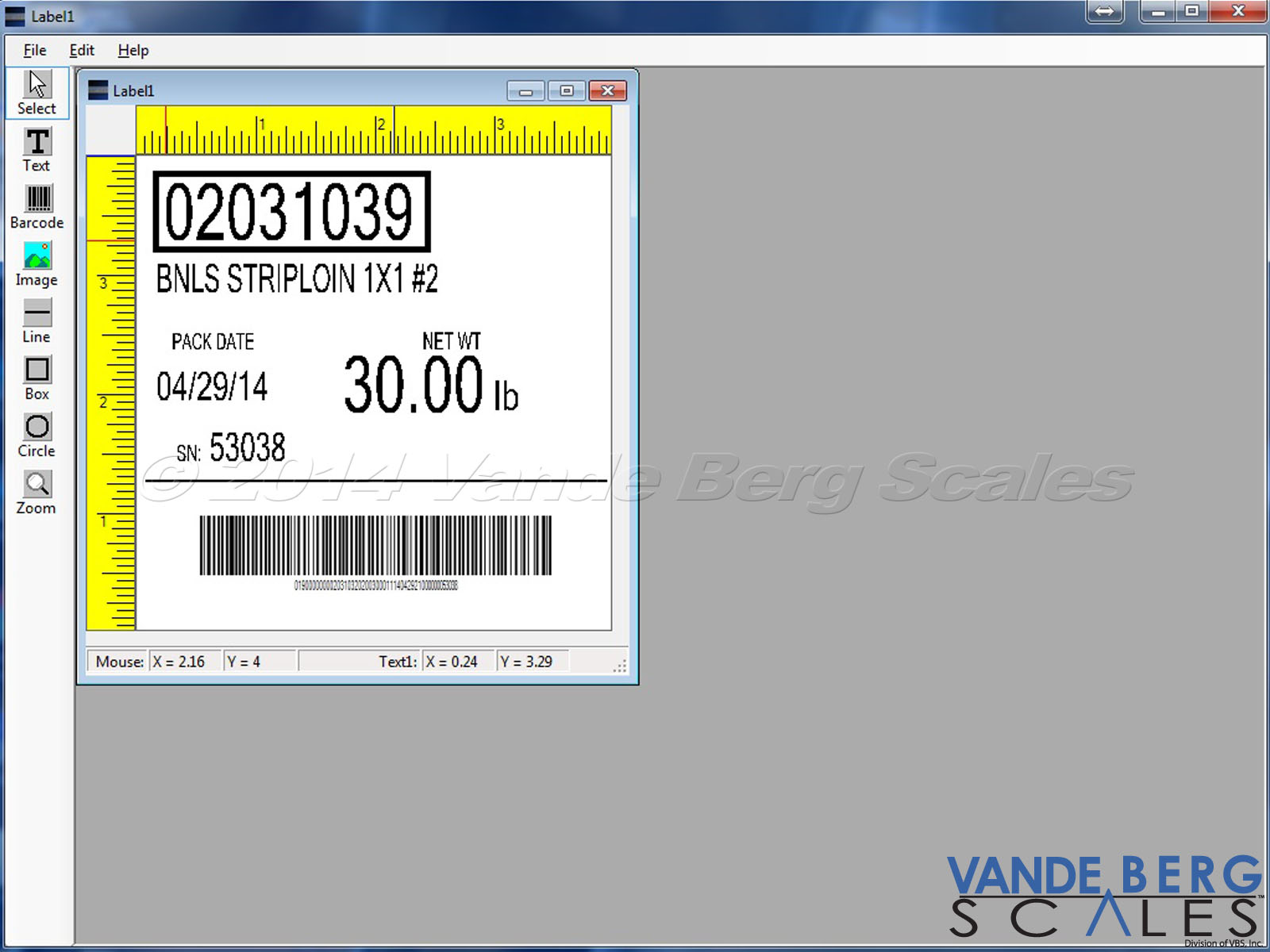 Software permits customization of label format. Implementing barcodes is a snap.
