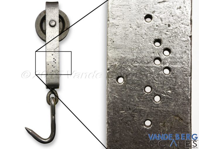 Trolley strap has unique hole pattern for the Trolley Vision system which provides a specific ID for each carcass.