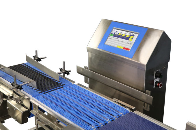 Washdown-rated Ecoline Checkweigher with SDS-1000 touchscreen.