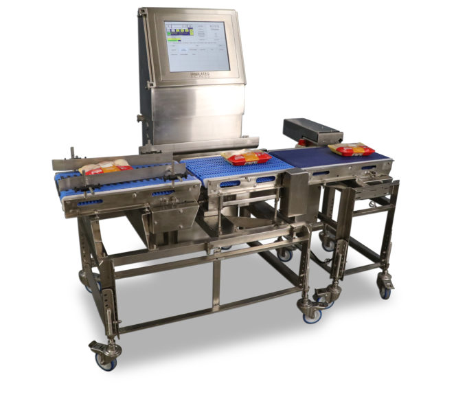 Washdown-rated Ecoline Checkweigher with SDS-1700 touchscreen & divert.