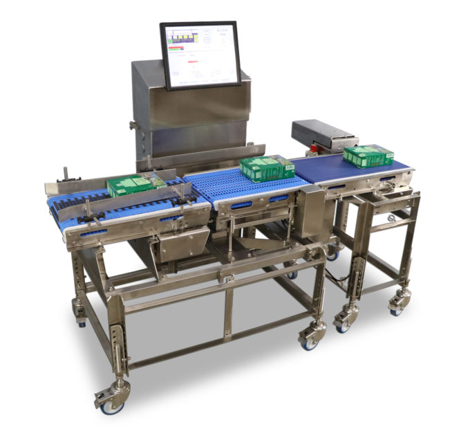 non-washdown Ecoline Checkweigher with desktop monitor touchscreen & divert.